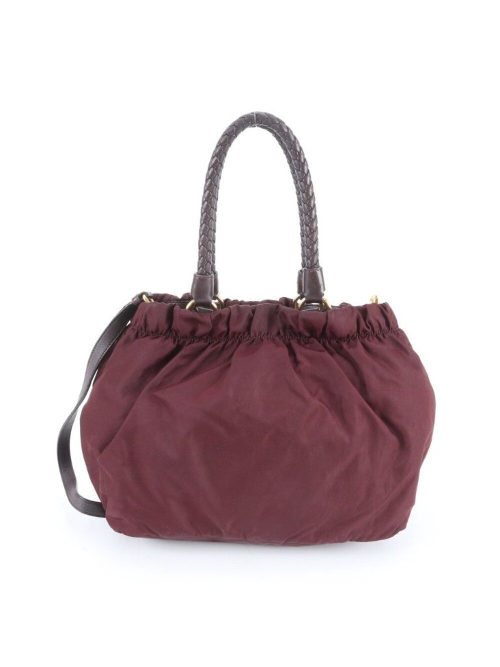 Prada Tessuto Nylon Ribbon Leather 2-Way Shoulder Bag Tote Hand Mbe - Picture 3 of 8